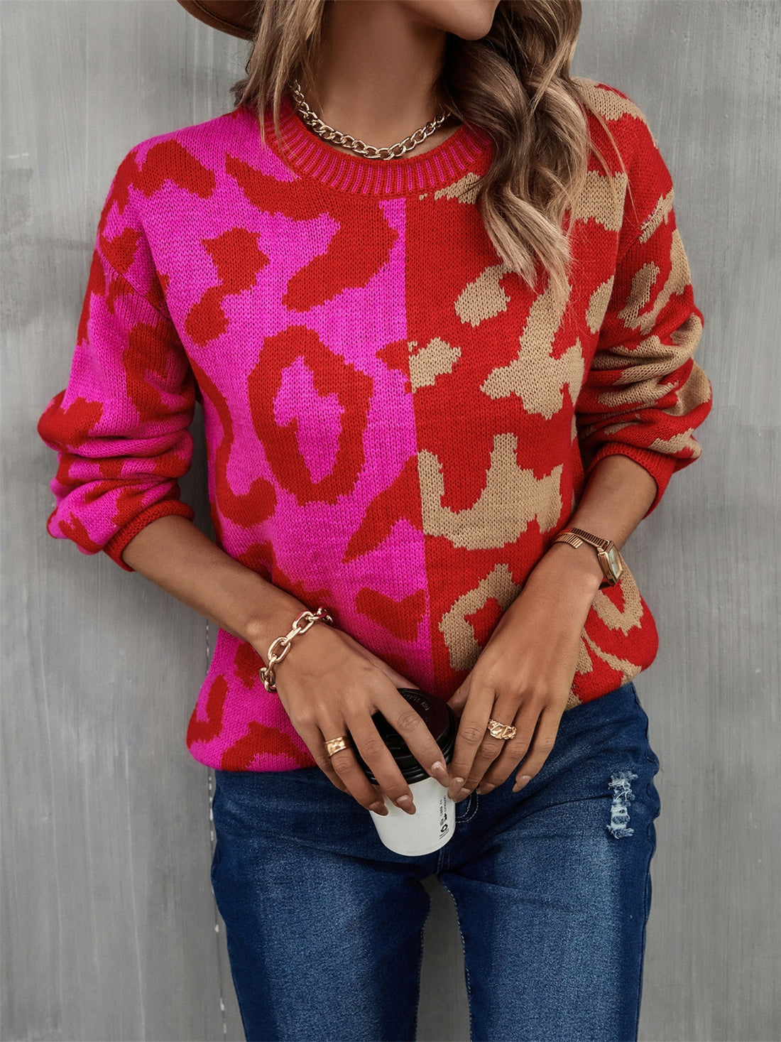 angel-wings-leopard-round-neck-sweater-front-view-womens-fashion