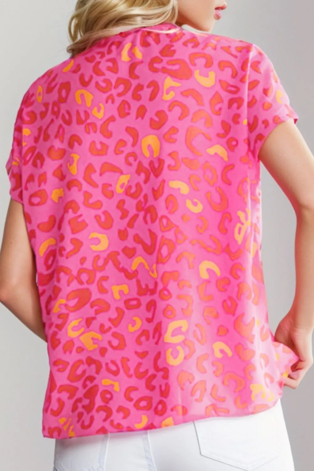printed-vneck-cap-sleeve-blouse-front-view-womens-fashion