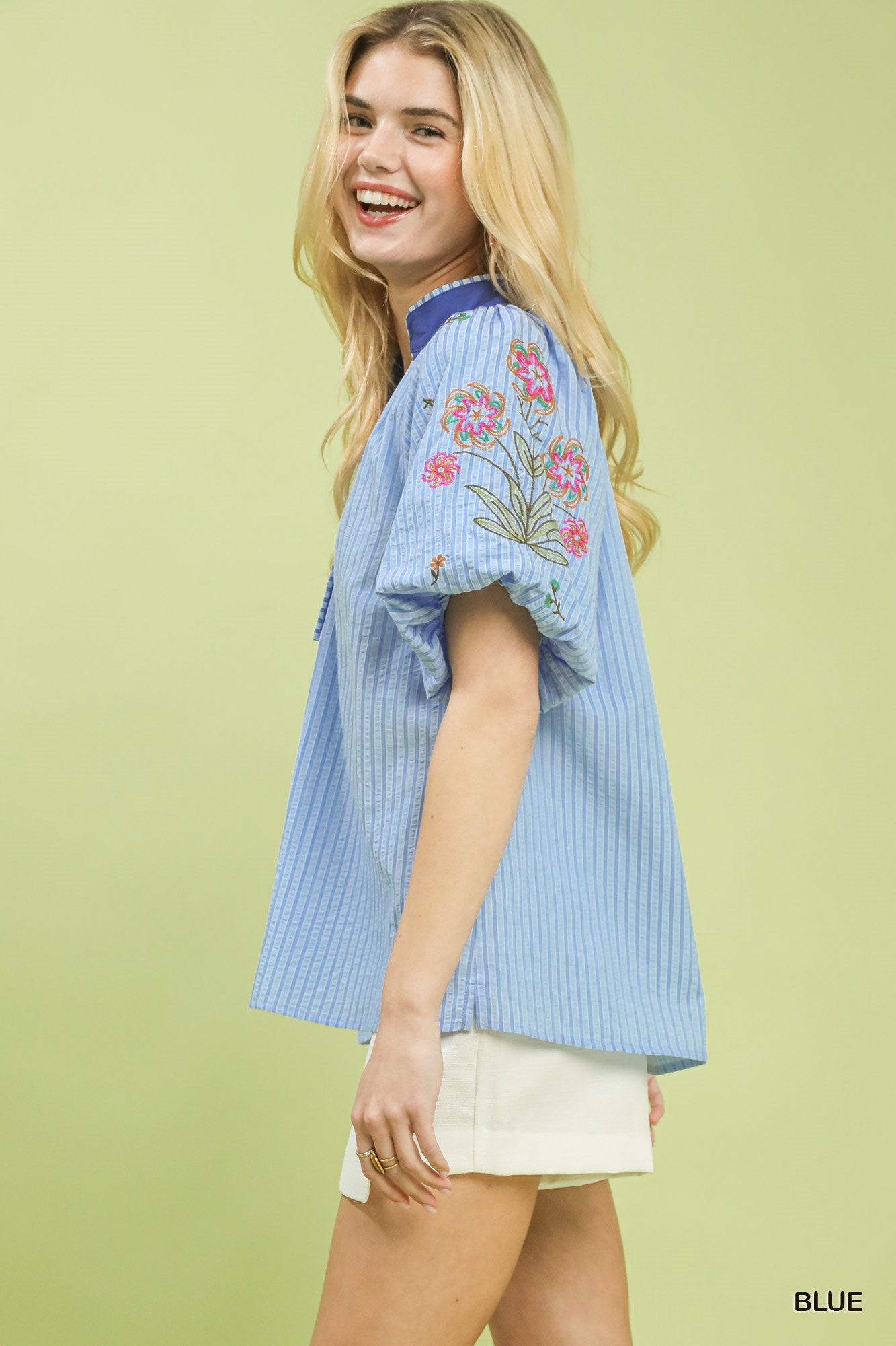 umgee-embroidered-stripe-top-side-view-lightweight-design