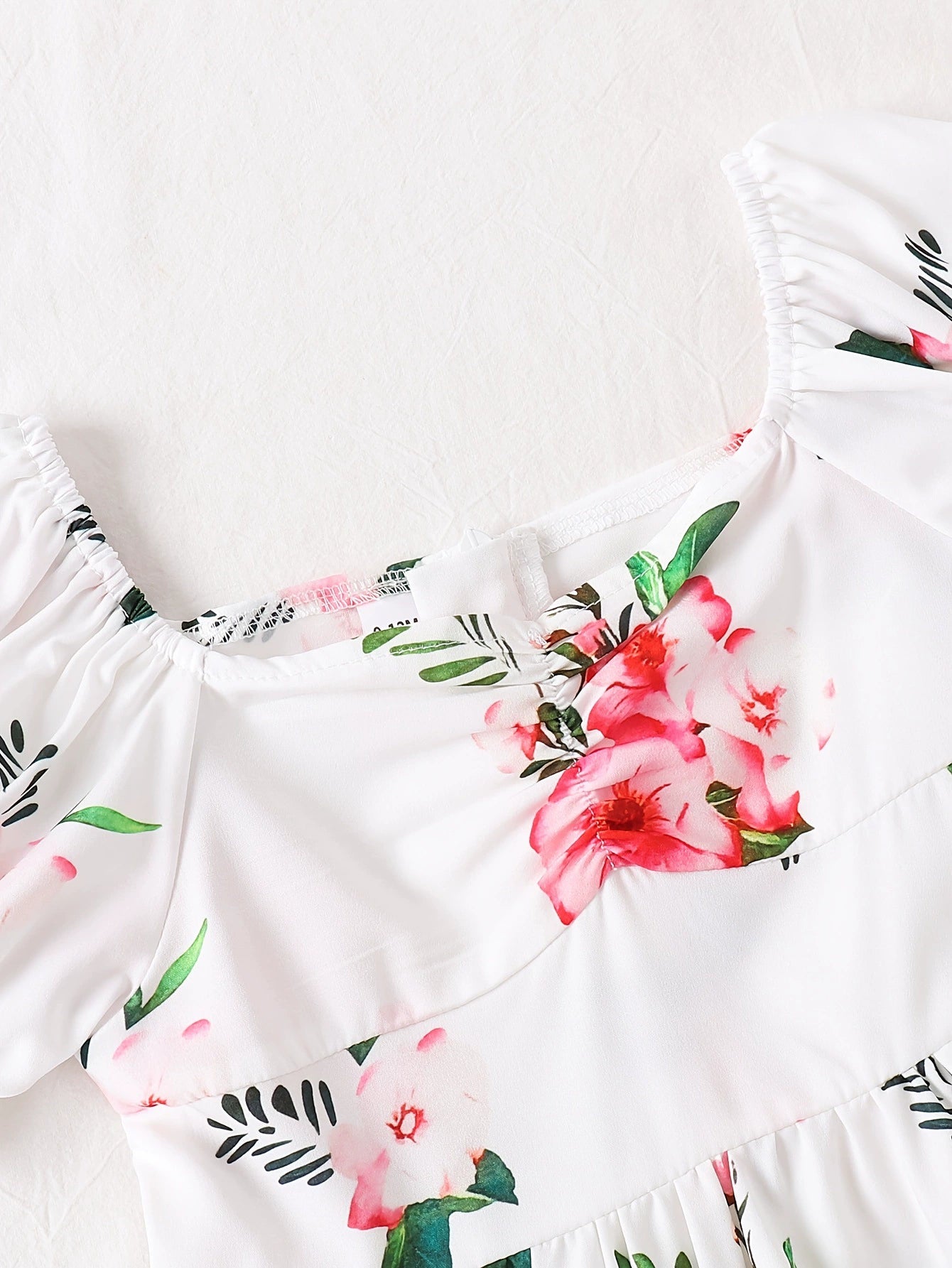 close‑up‑kids‑floral‑puff‑sleeve‑casual‑dress‑children‑outfit