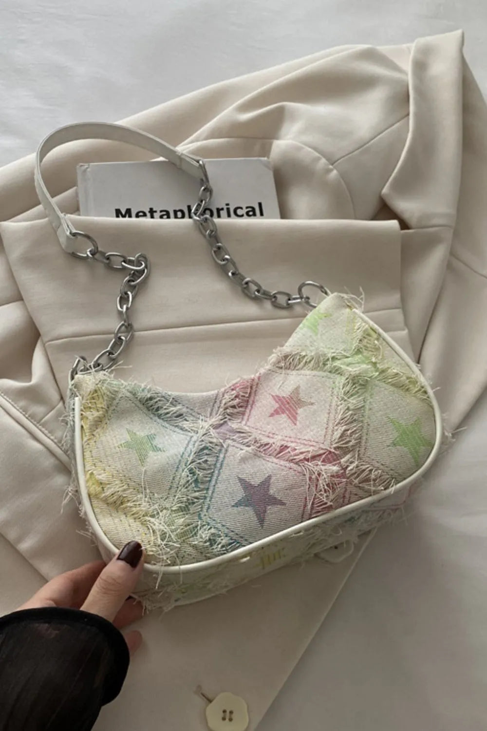 fringe-star-print-shoulder-bag-front-view-women-handbag