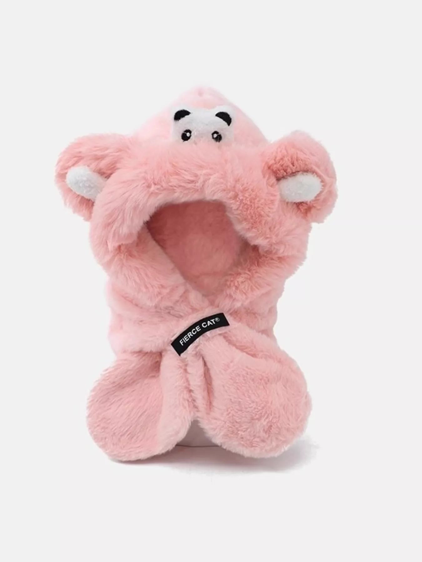 close-up-kids-frog-plush-scarf-hat-face-detail