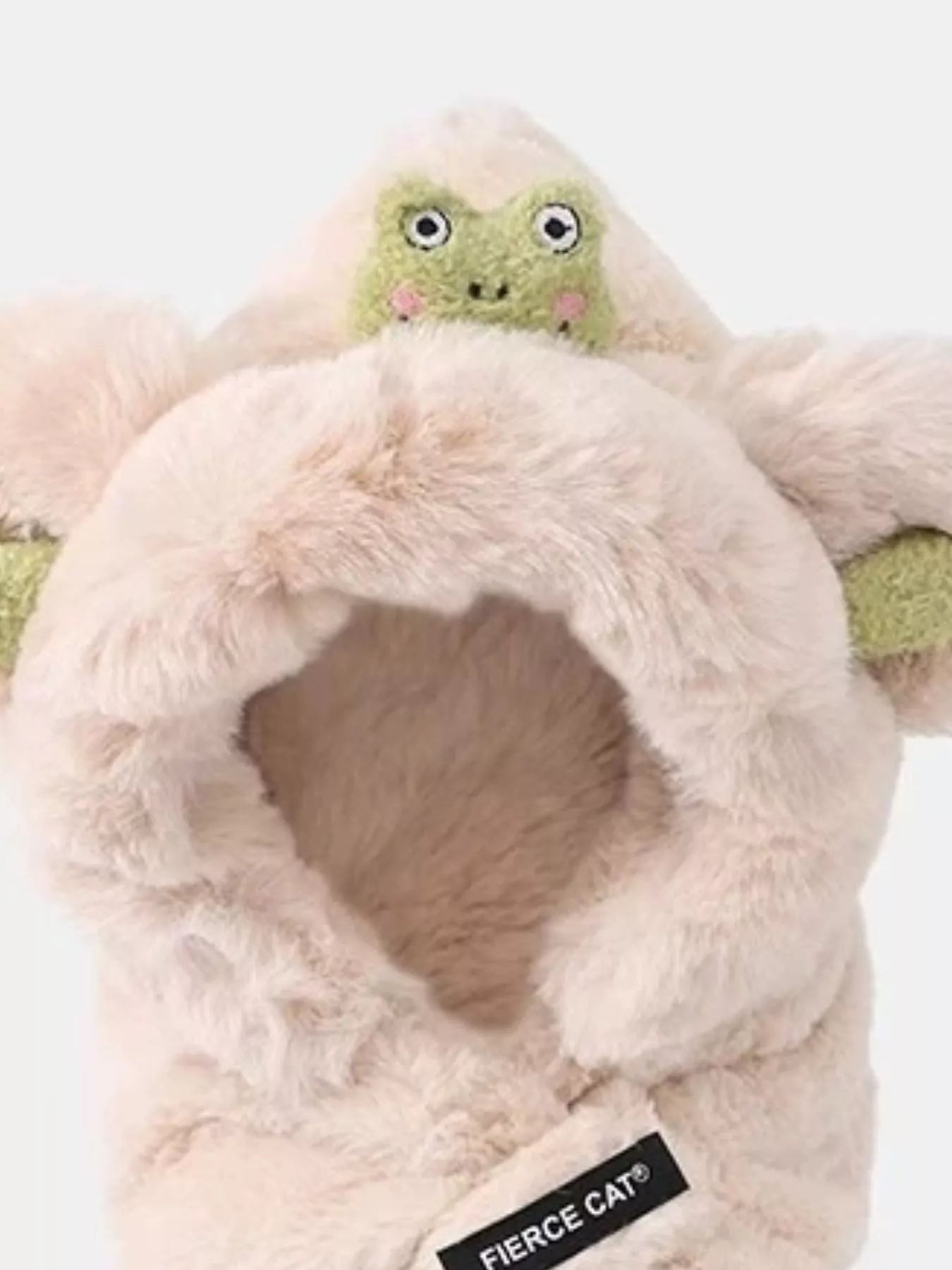 kids-frog-plush-scarf-hat-back-view-warm-winter-wear