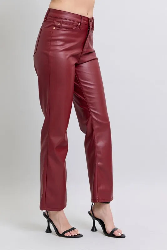 judy-blue-high-waist-faux-leather-straight-pants-front-view-womens-fashion