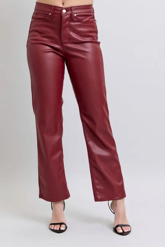 judy-blue-high-waist-faux-leather-straight-pants-front-view-womens-fashion