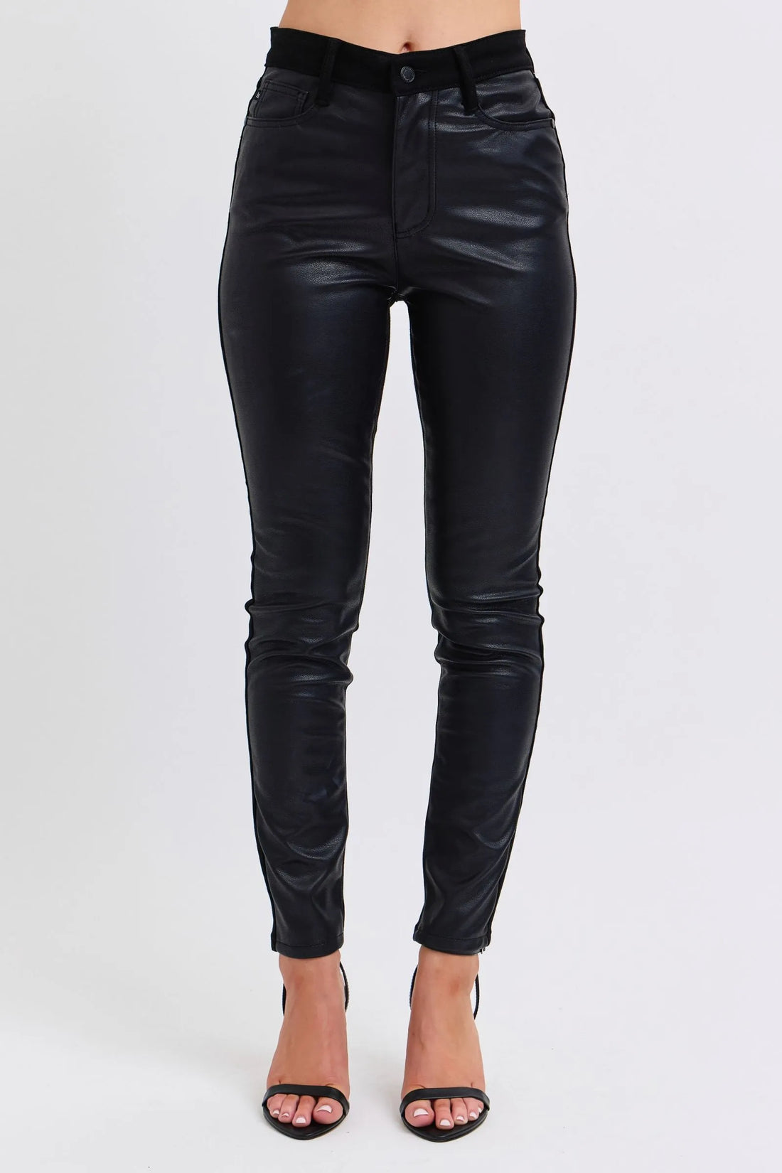 judy-blue-faux-leather-skinny-pants-front-view-womens-fashion