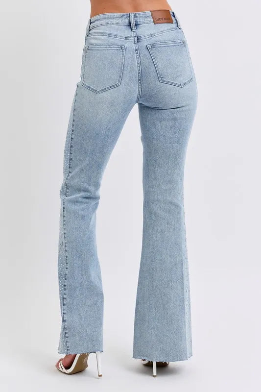judy-blue-rhinestone-side-flare-jeans-back-view-comfortable-fit
