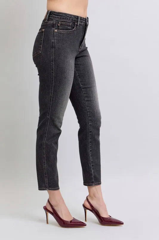 judy-blue-mid-rise-tummy-control-slim-jeans-front-view-womens-fashion