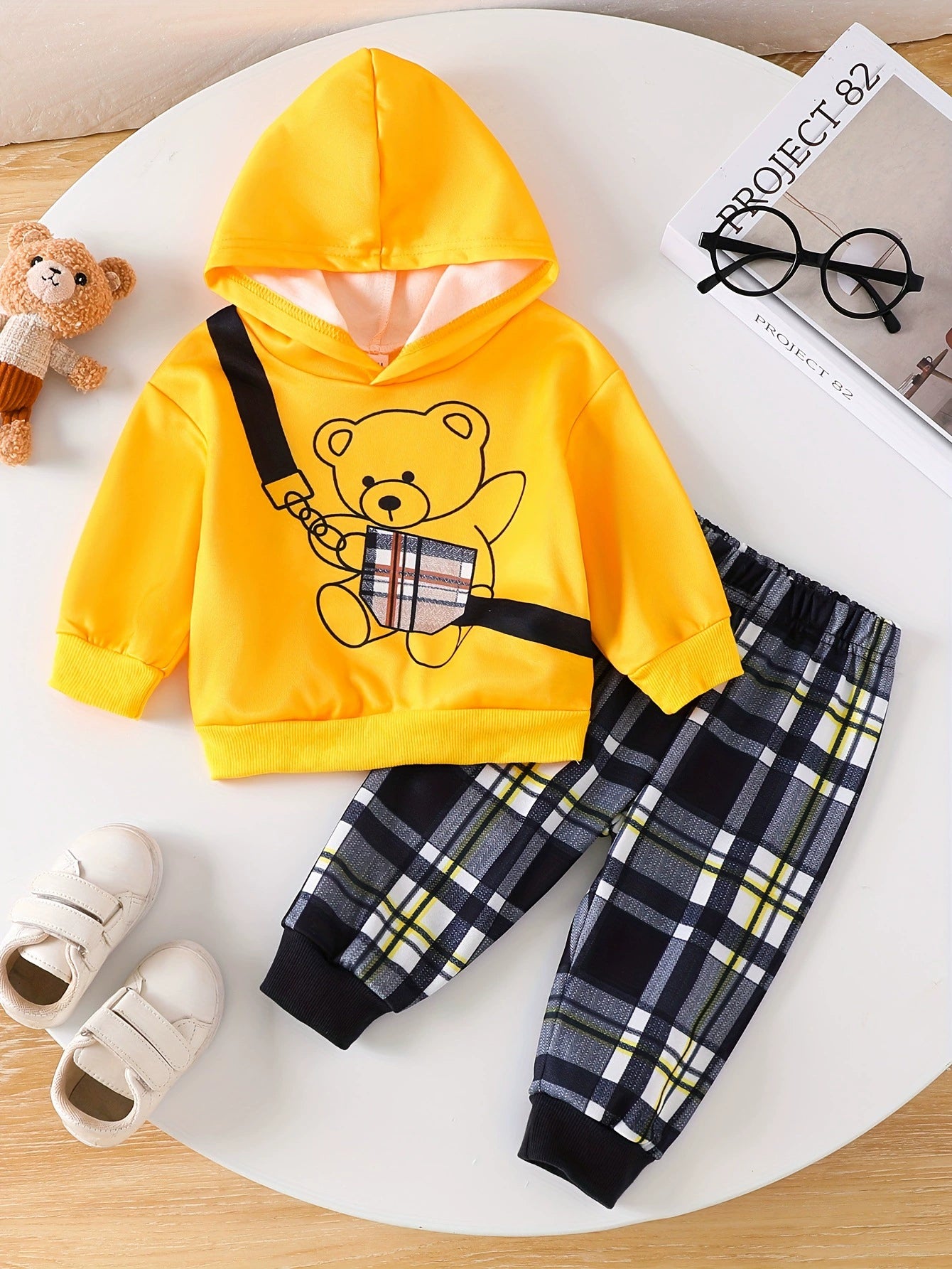 kids‑bear‑graphic‑hoodie‑and‑plaid‑pants‑set‑front‑view‑children‑casual‑outft