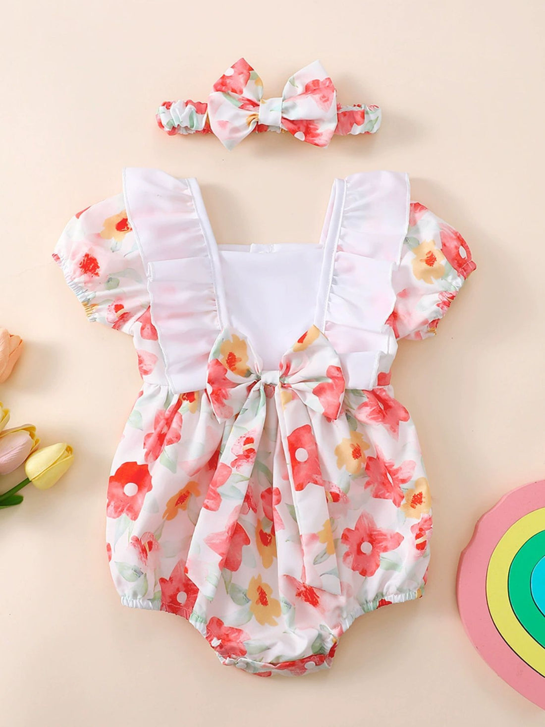 kids-floral-print-bodysuit-and-headband-set-front-view-cute-outfit