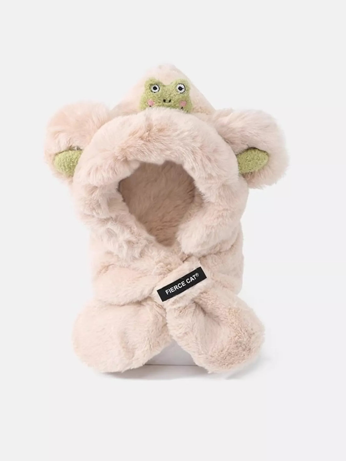 kids-frog-plush-scarf-hat-front-view-cute-winter-accessory