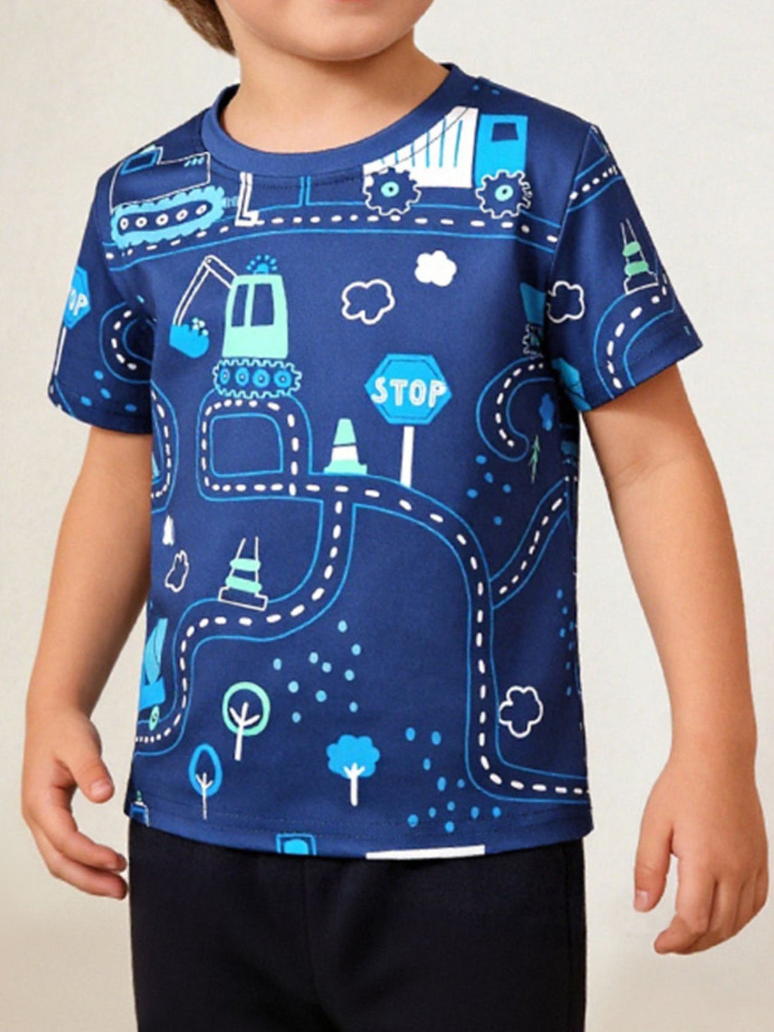 kids-fun-road-construction-print-tee-front-view-casual-kids-fashion