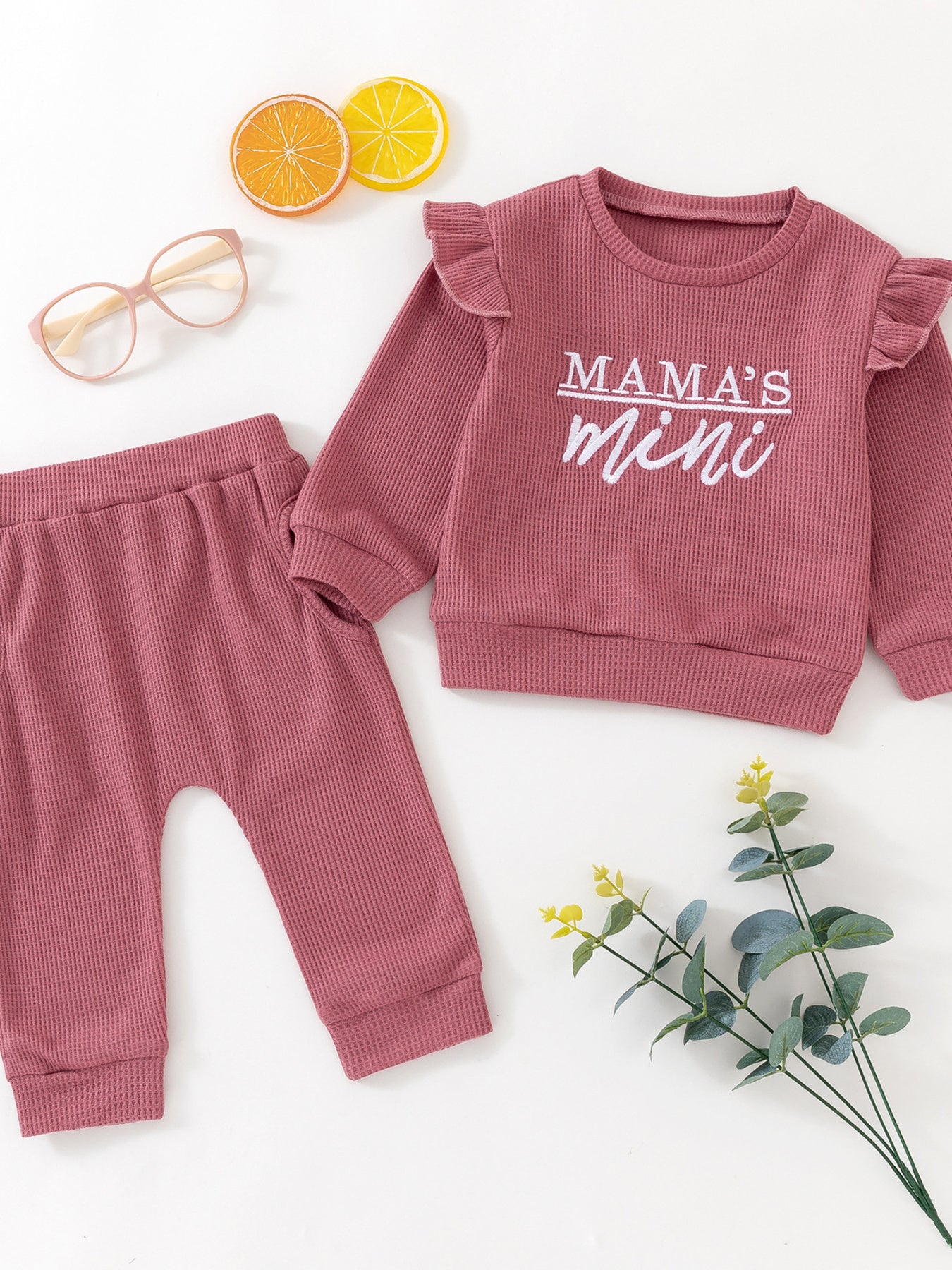 kids-letter-ruffled-trim-top-and-pants-set-front-view-casual-kids-fashion