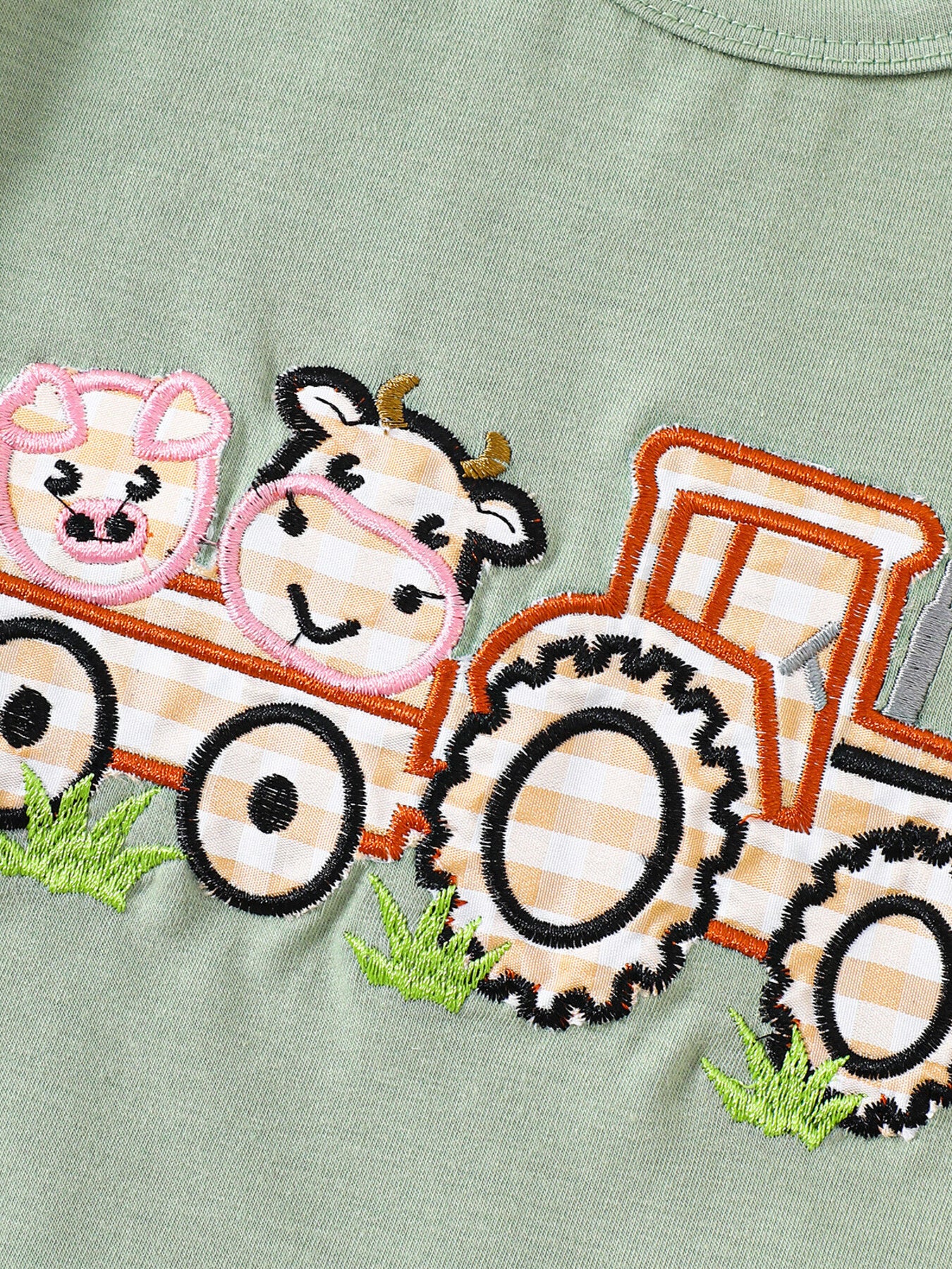 kids-cartoon-tractor-embroidered-tee-shorts-set-back-view-comfortable-fit