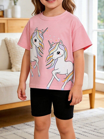 kids-unicorn-tee-and-shorts-set-front-view-playful-outfit
