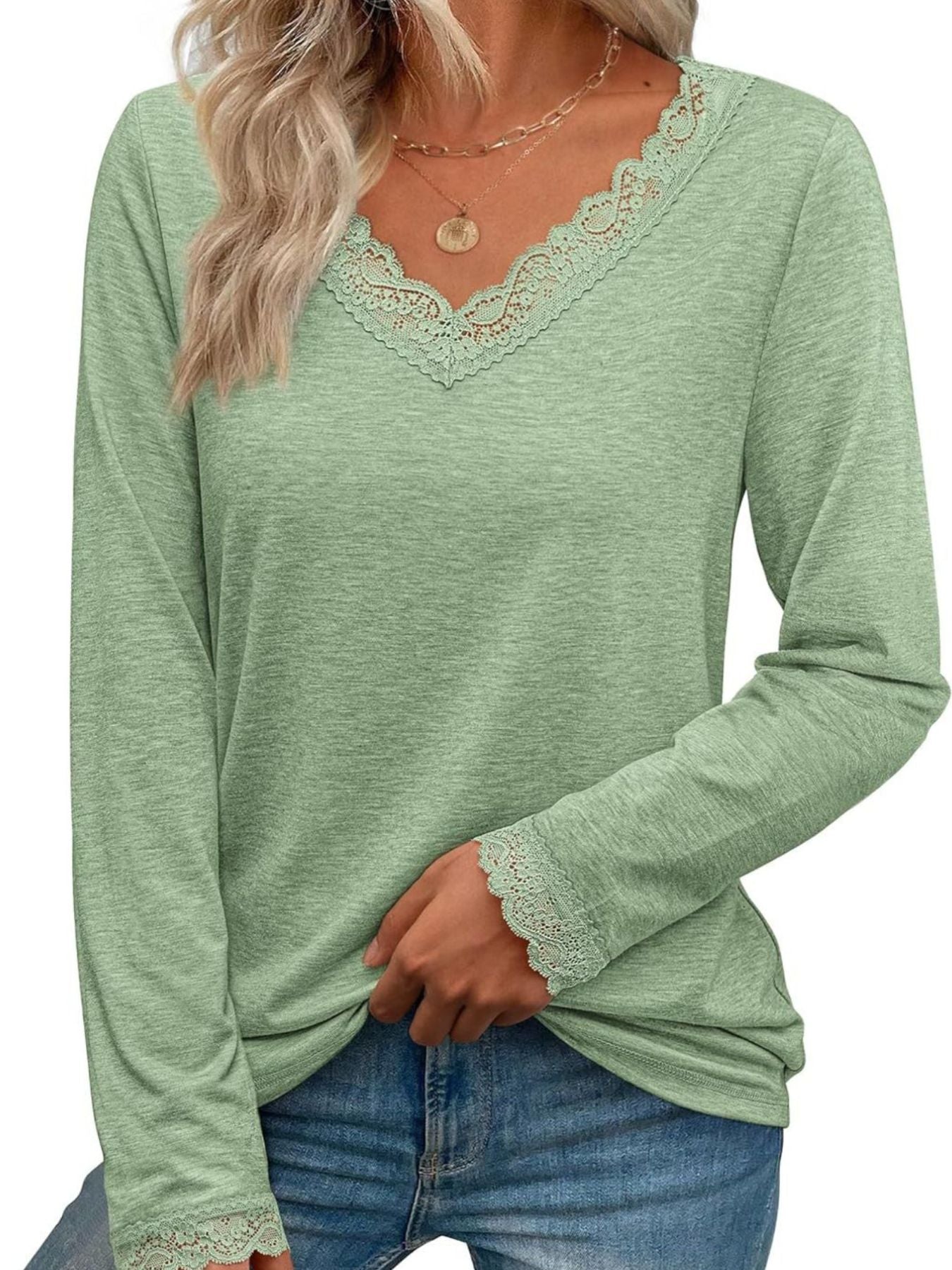 lace-trim-vneck-long-sleeve-tshirt-front-view-womens-fashion