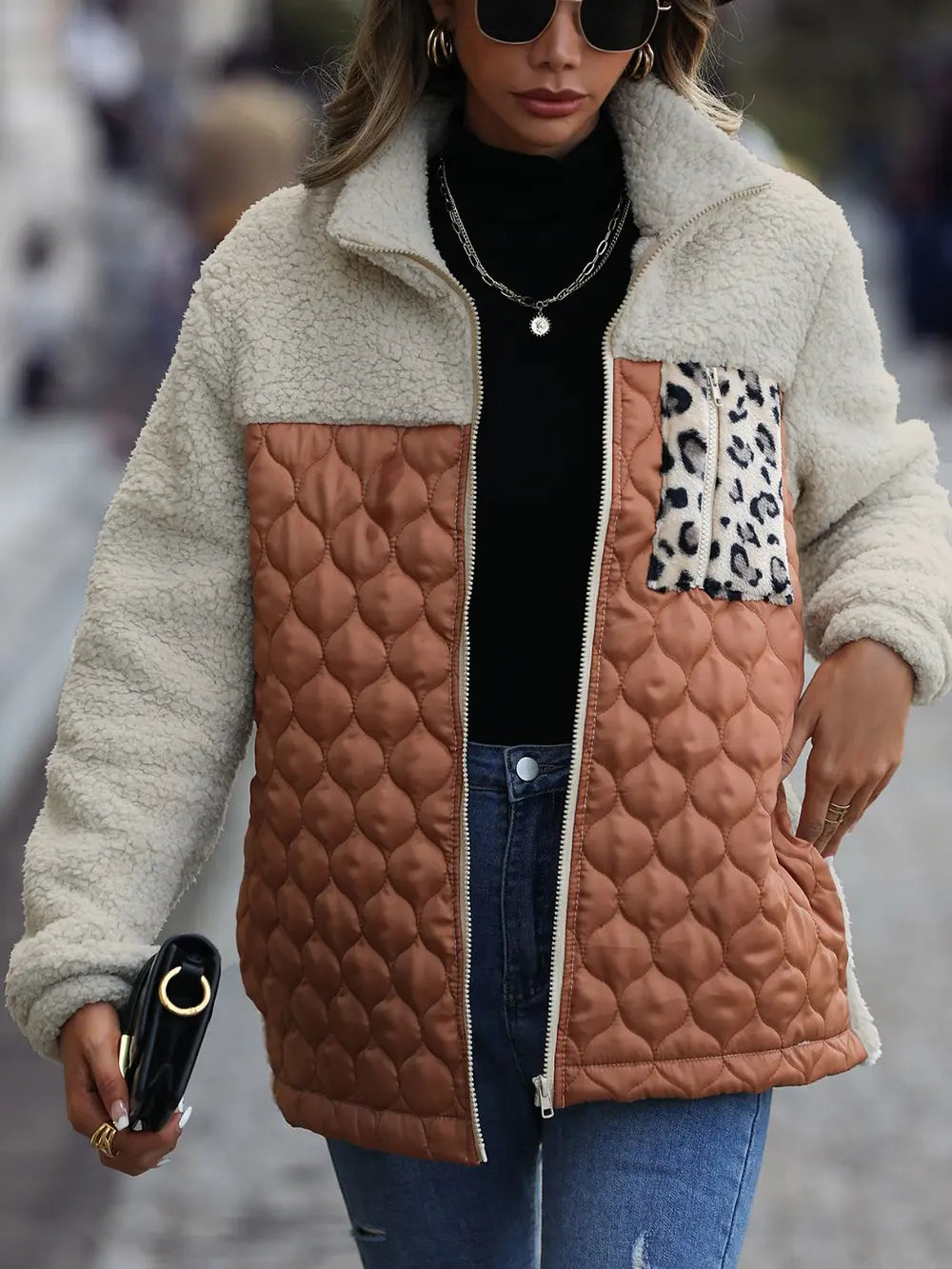 leopard-color-block-zip-up-jacket-front-view-womens-fashion