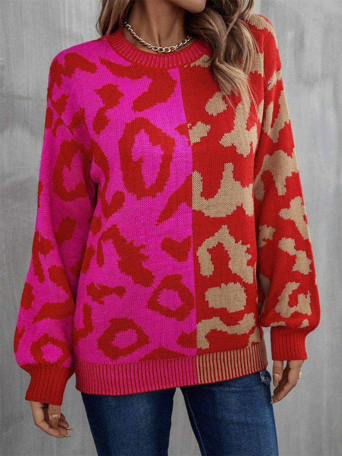 angel-wings-leopard-round-neck-sweater-back-view-comfortable-fit