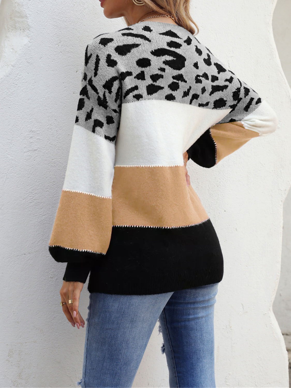 angel-wings-color-block-leopard-round-neck-sweater-side-view-relaxed-fit