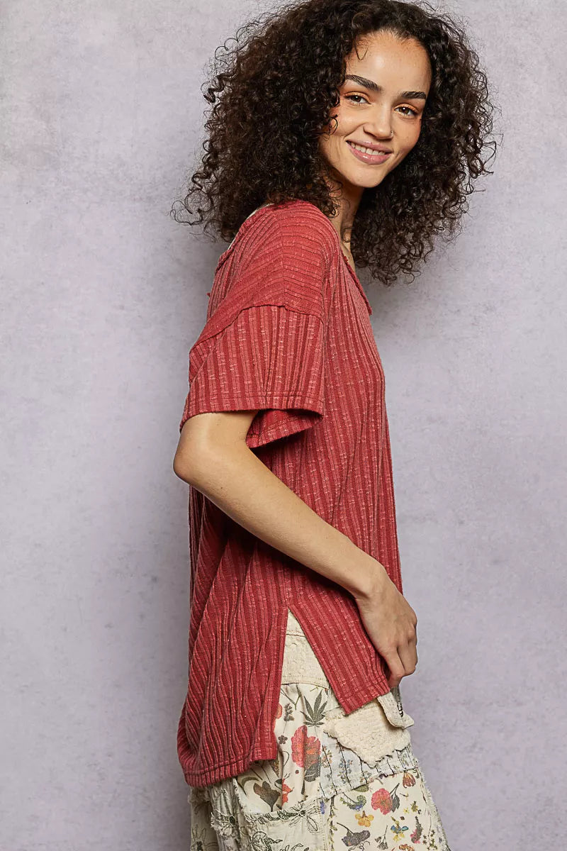 pol-ribbed-v-neck-short-sleeve-tshirt-side-view-lightweight-design 