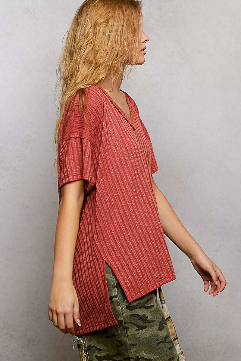 on-model-pol-ribbed-v-neck-short-sleeve-tshirt-trendy-fashion