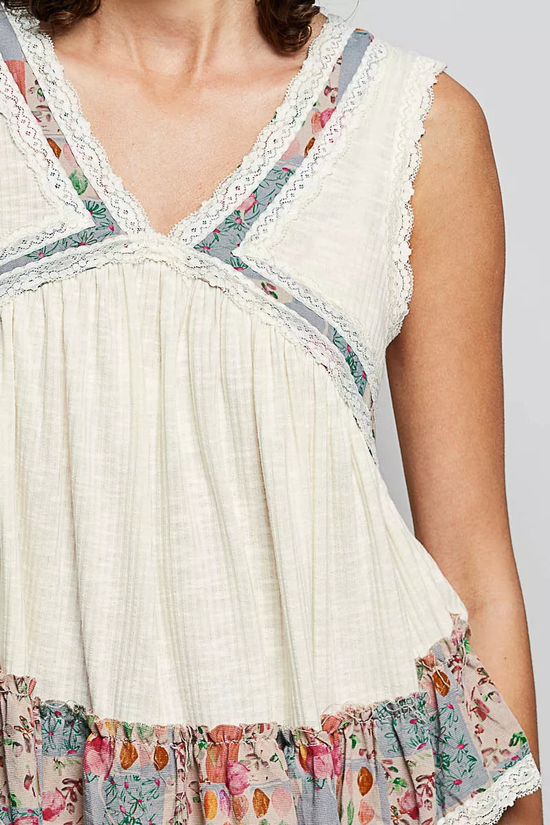 styled-pol-lace-floral-ruffled-sleeveless-top-casual-outfit