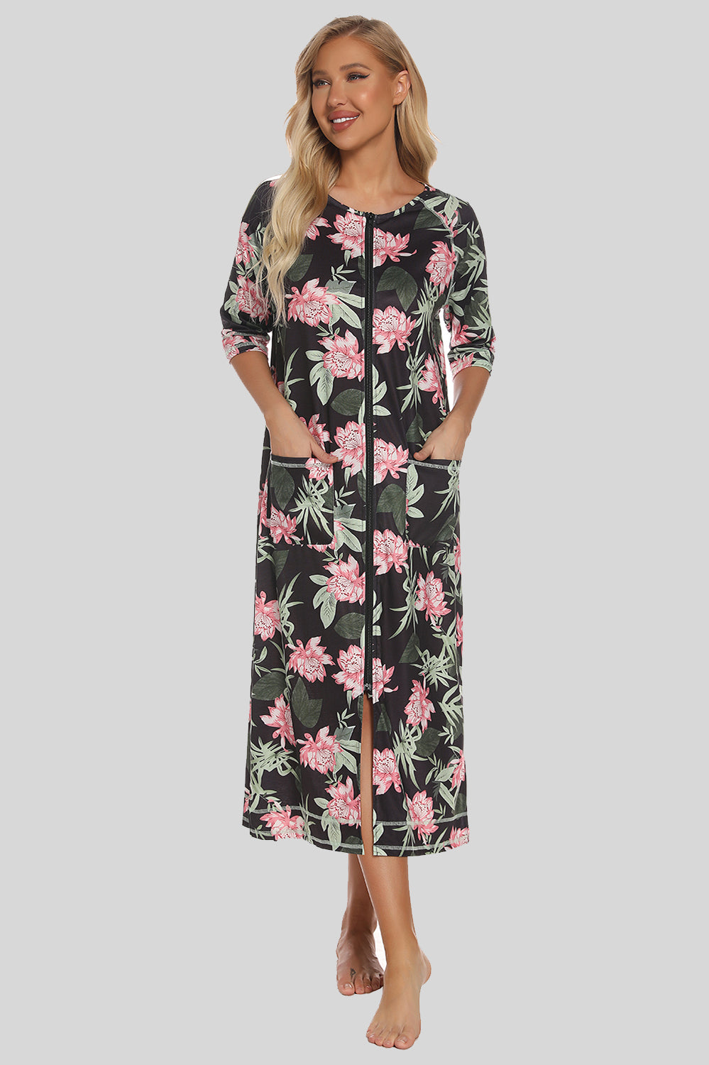 printed-slit-night-dress-pocket-detail-close-up-soft-fabric