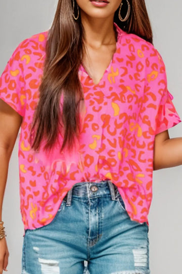 printed-vneck-cap-sleeve-blouse-front-view-womens-fashion