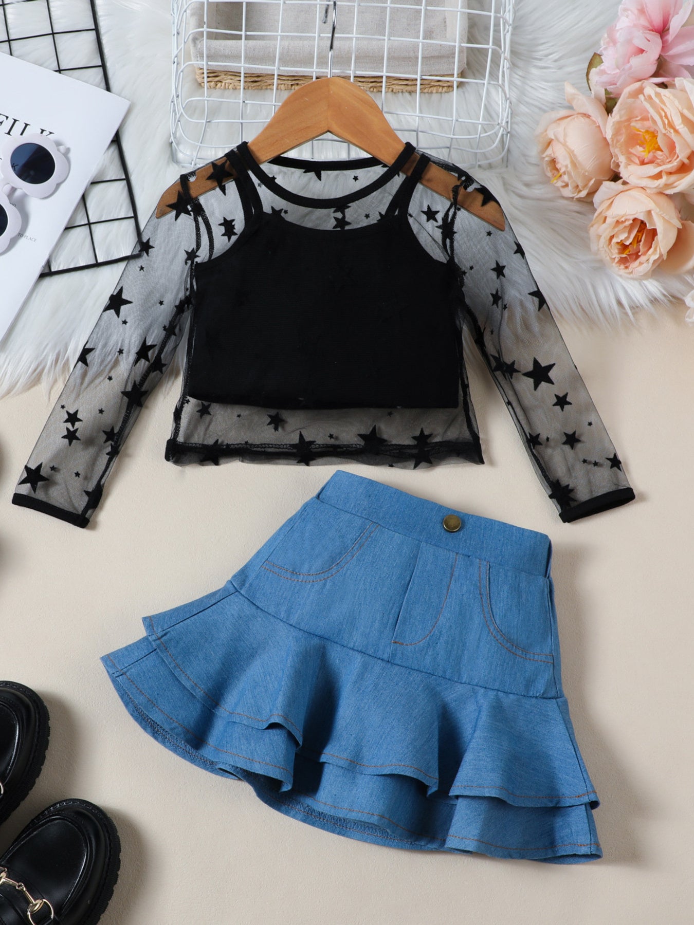 kids-ruffle-denim-skirt-detail-fashion-design