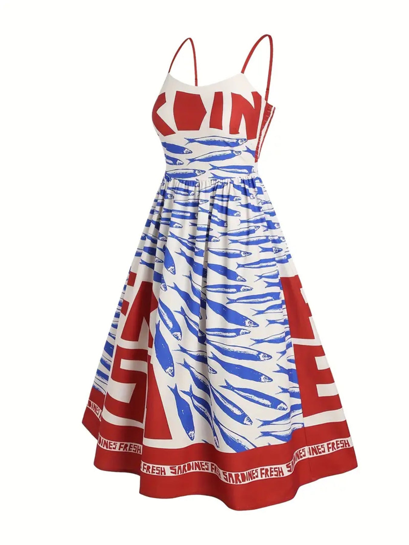 sardine-print-spaghetti-strap-midi-dress-back-view-comfortable-fit