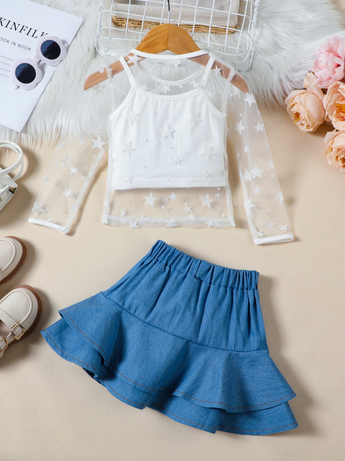 close-up-kids-cami-star-print-mesh-top-detail