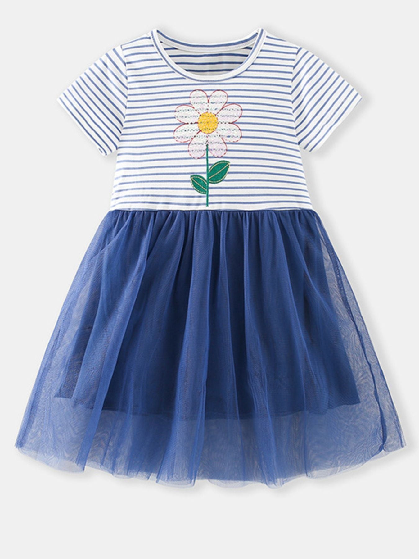 kids-striped-flower-tulle-dress-pattern-detail