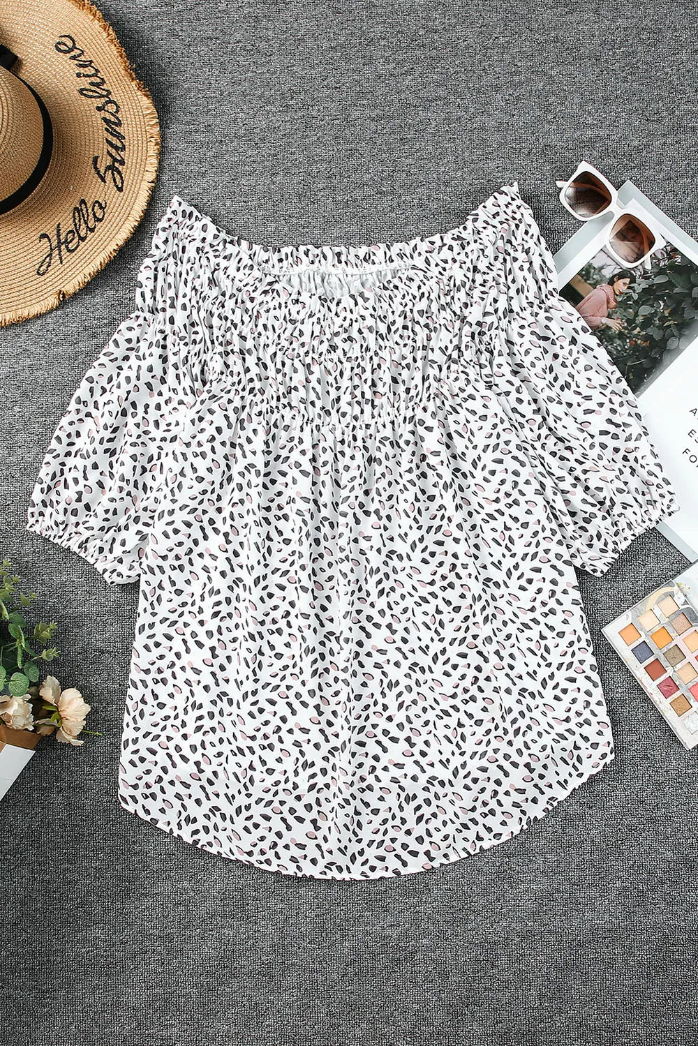 styled-plus-size-printed-off-shoulder-half-sleeve-blouse-casual-outfit
