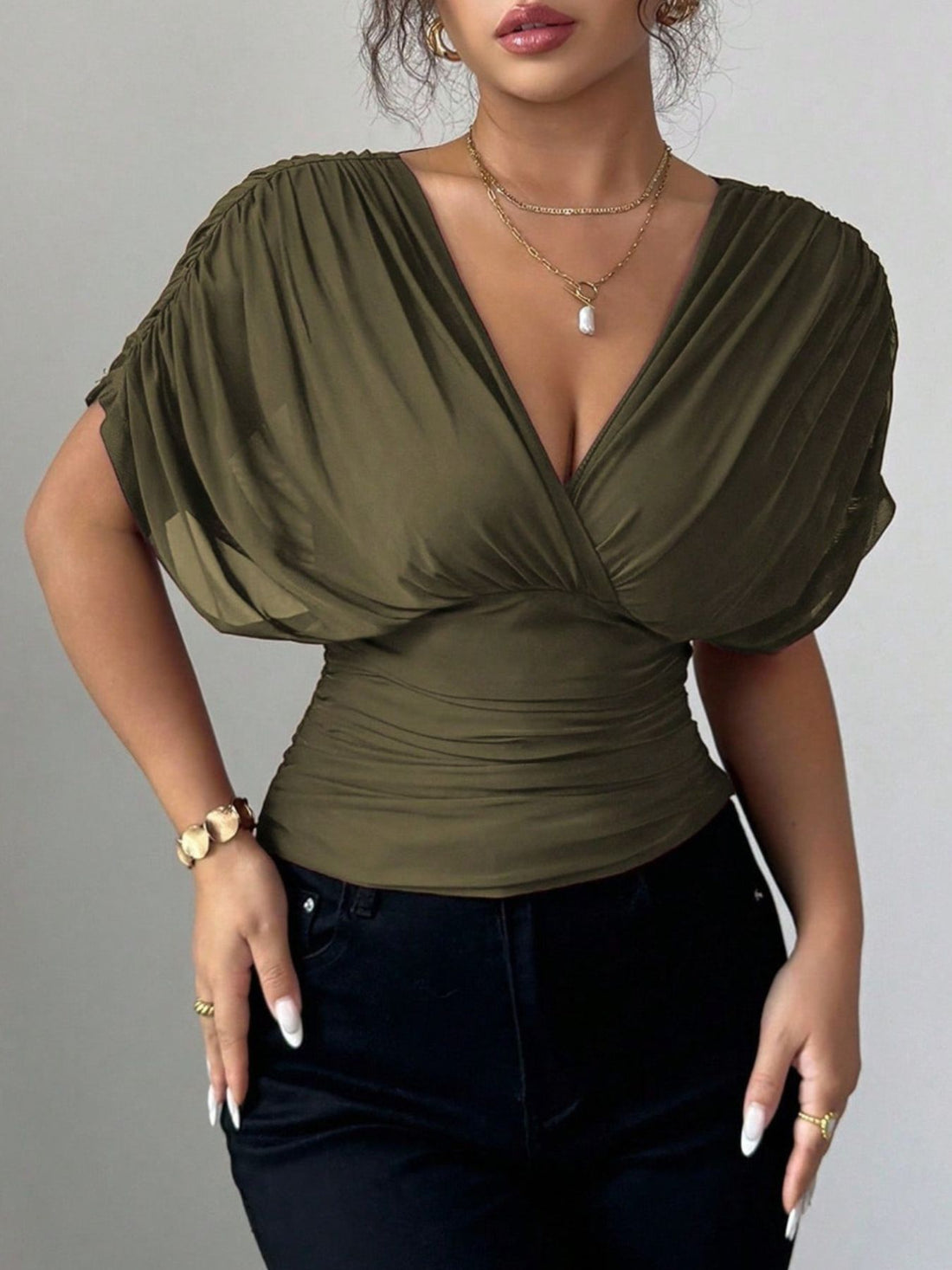 ruched‑surplice‑short‑sleeve‑top‑front‑view‑womens‑fashion