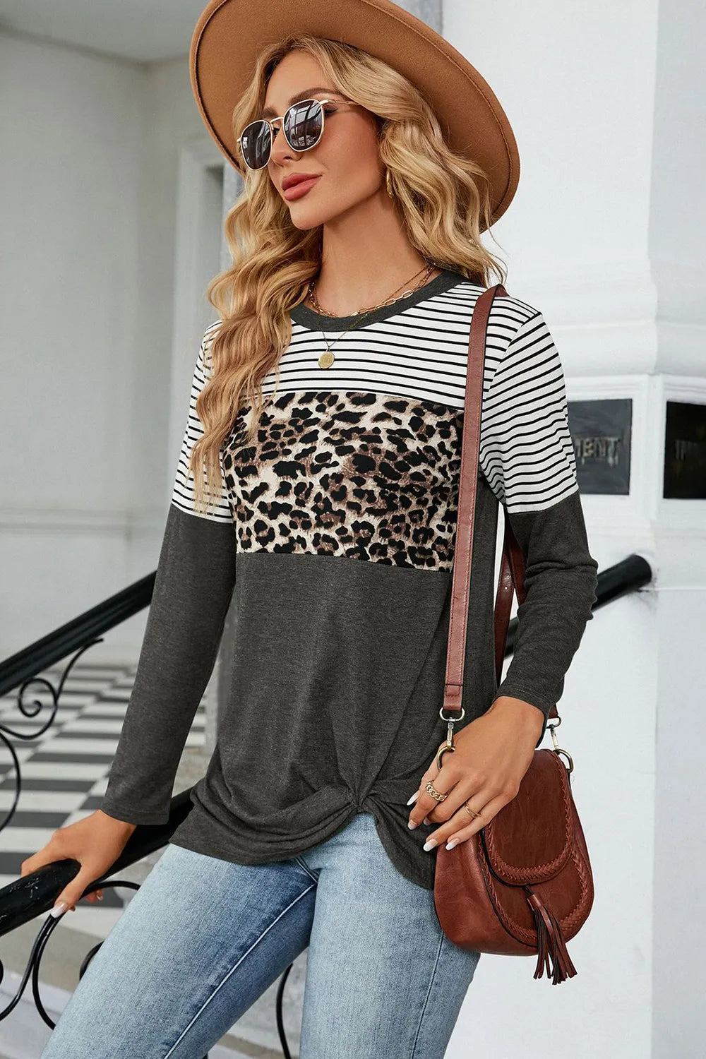 leopard-striped-round-neck-short-sleeve-tshirt-back-view-comfortable-fit