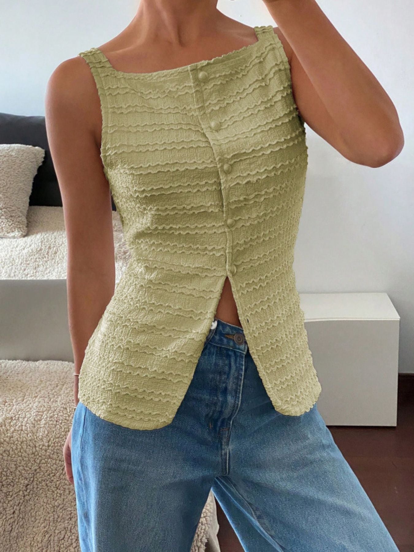 textured-button-front-tank-top-back-view-comfortable-fit