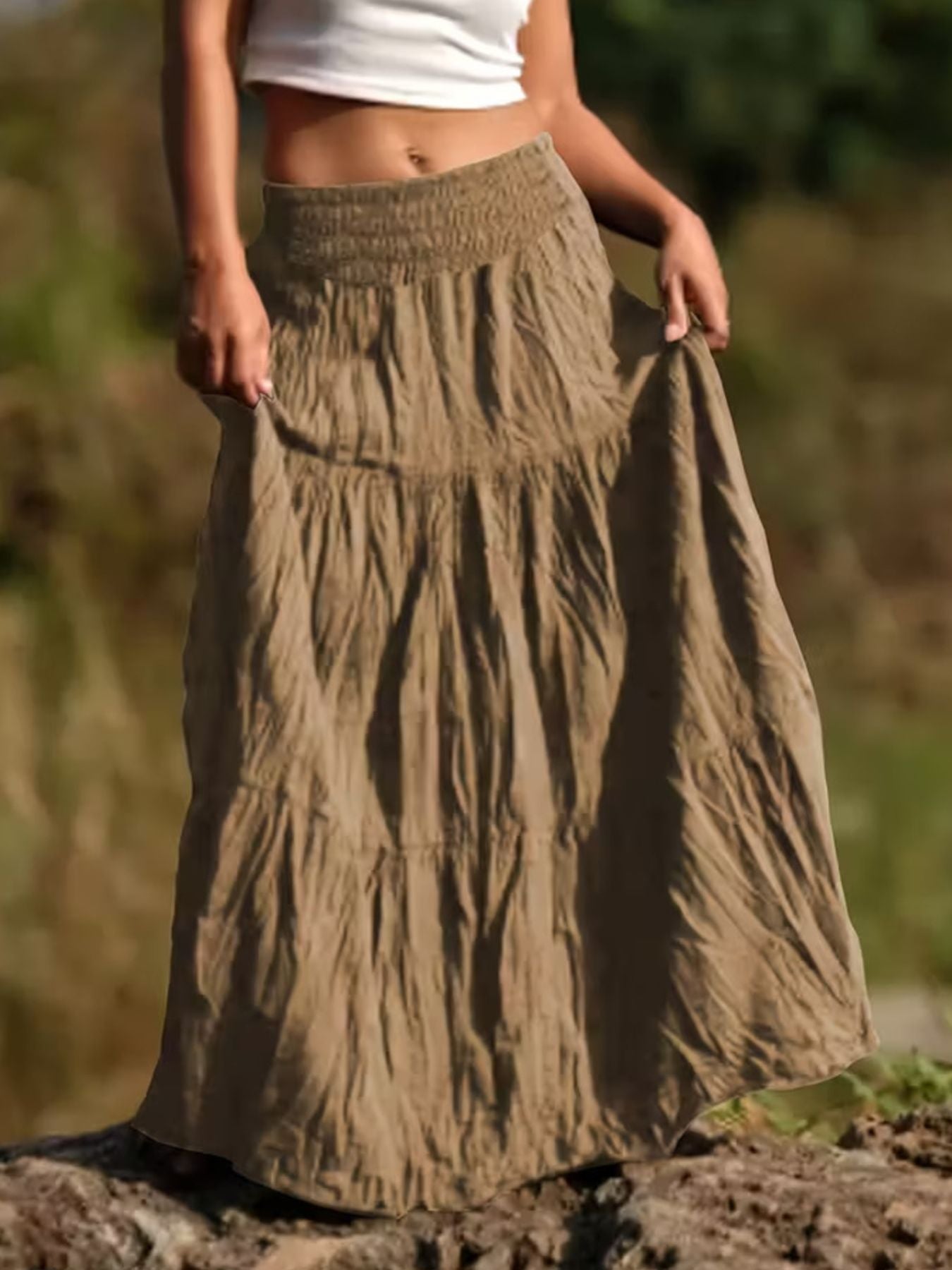 tiered-maxi-skirt-women-side-view-lightweight-fit