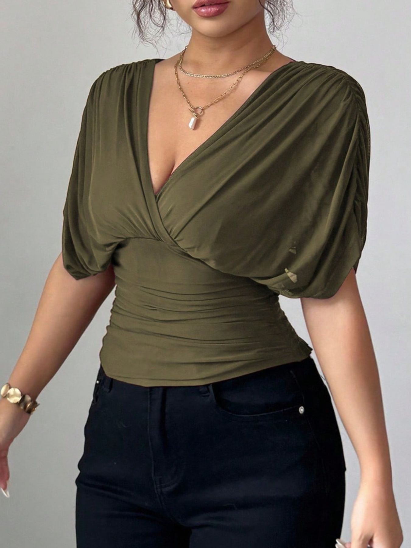 ruched‑surplice‑short‑sleeve‑top‑fabric‑texture‑detail
