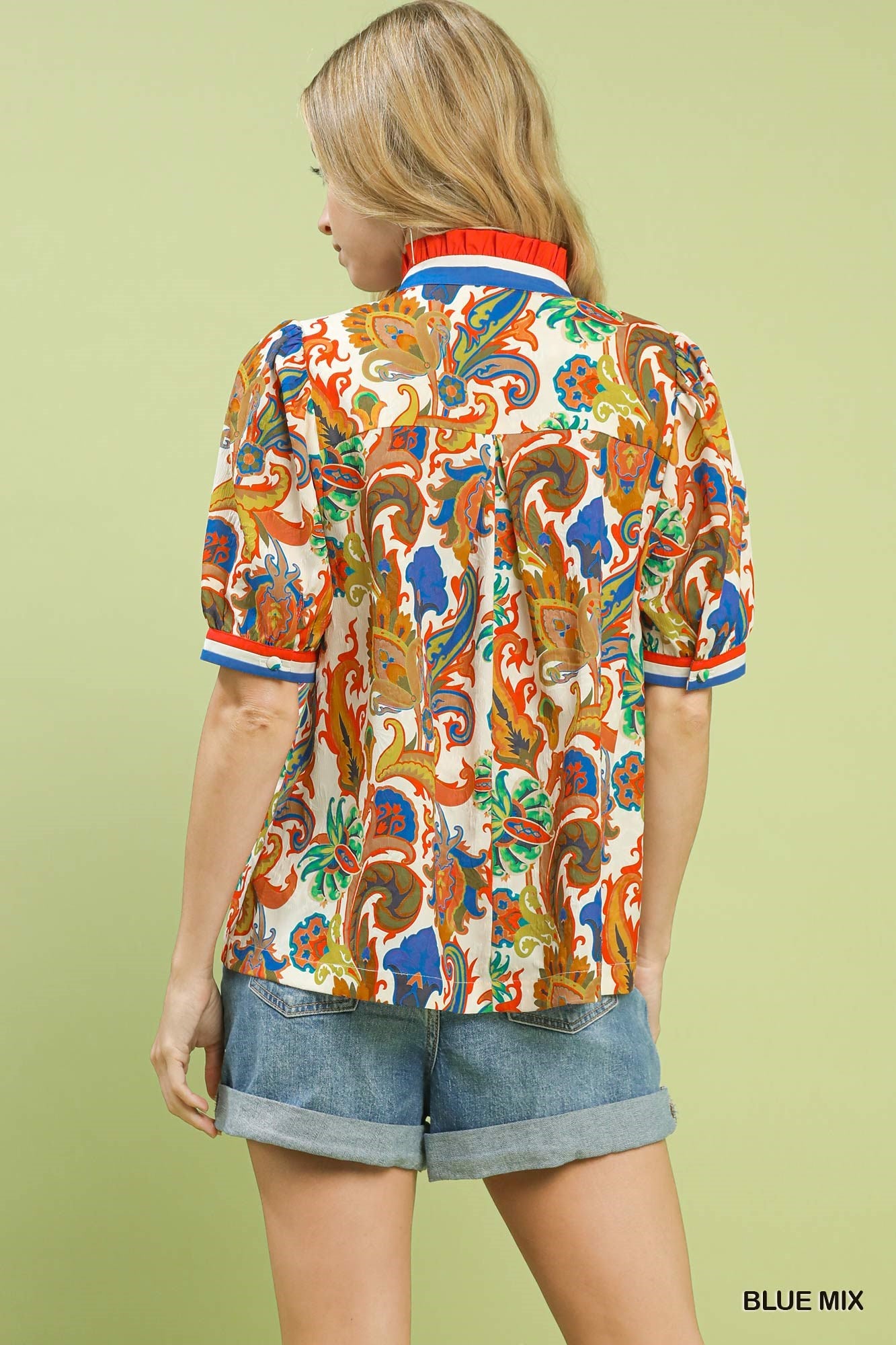 umgee-jacquard-abstract-print-top-back-view-comfortable-fit
