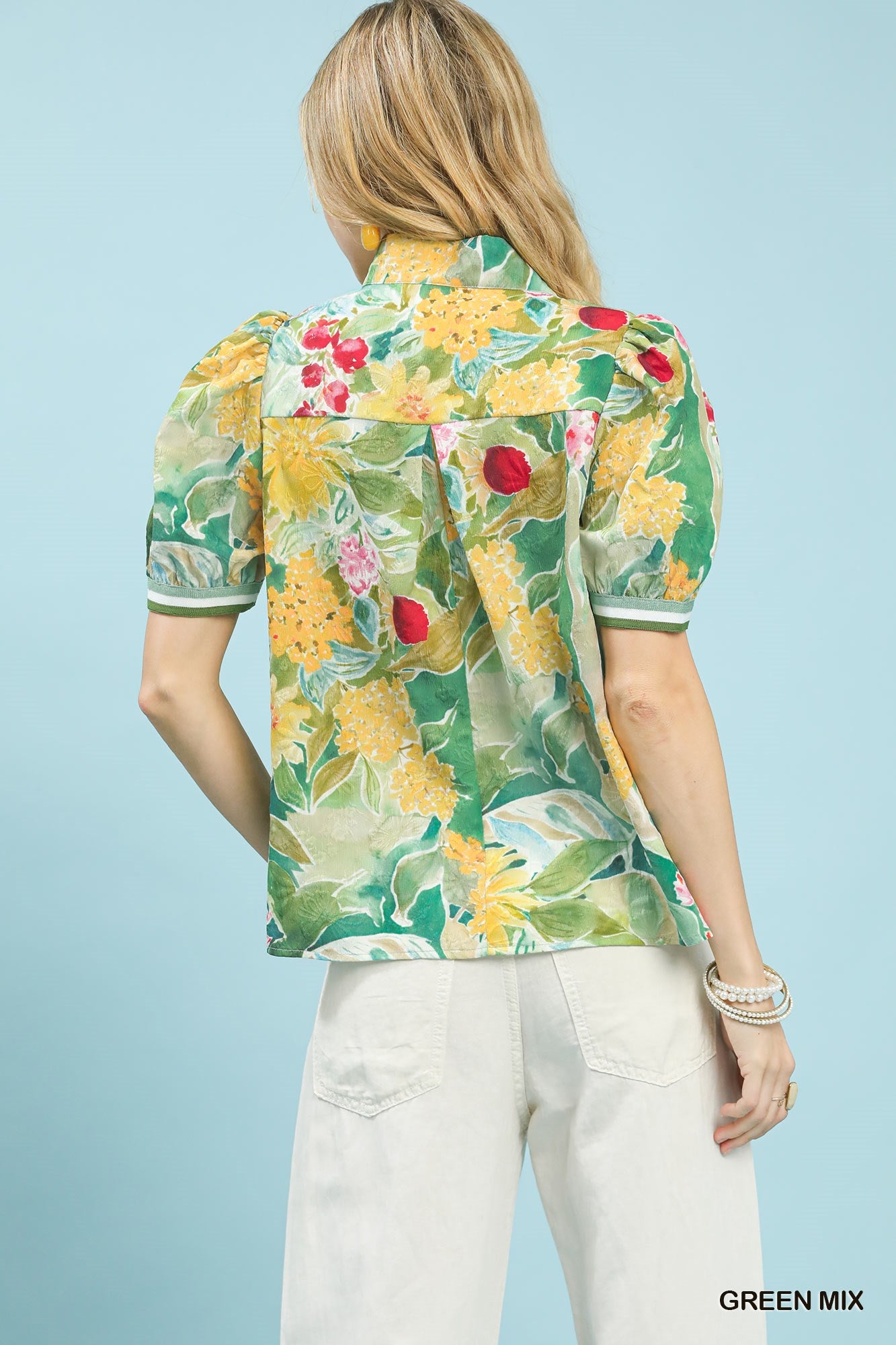 umgee-jacquard-bloomscape-print-top-back-view-comfortable-fit