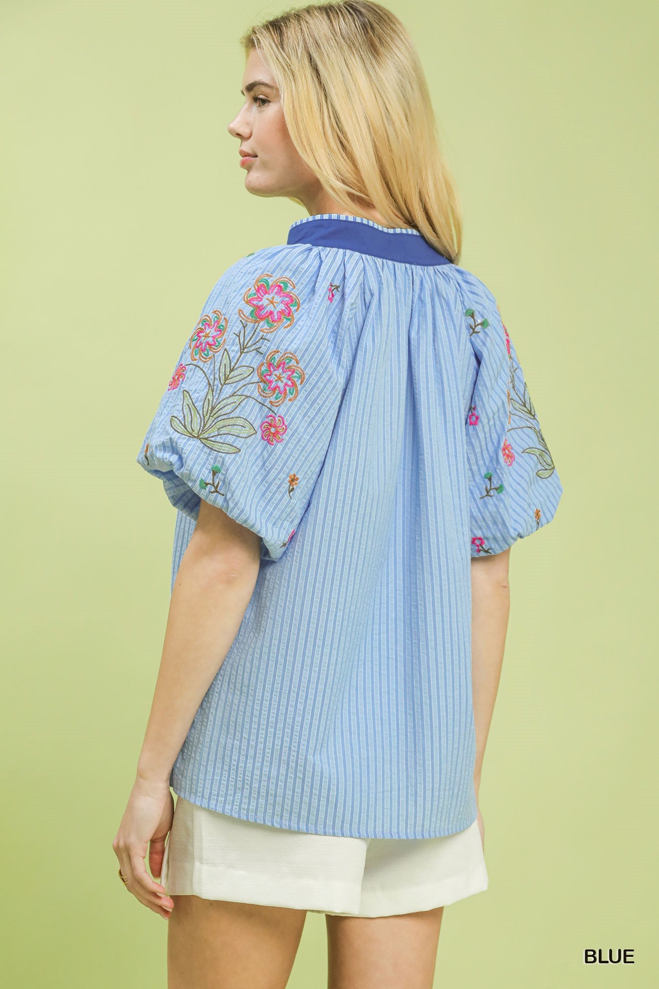 umgee-embroidered-stripe-top-back-view-comfortable-fit