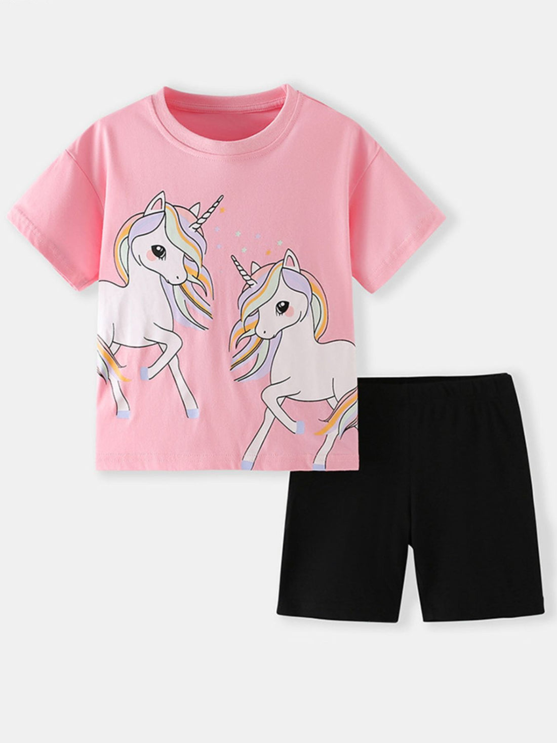 kids-unicorn-tee-and-shorts-set-front-view-playful-outfit