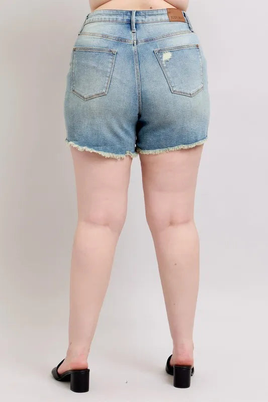 judy-blue-washed-denim-shorts-texture-detail-stylish-look